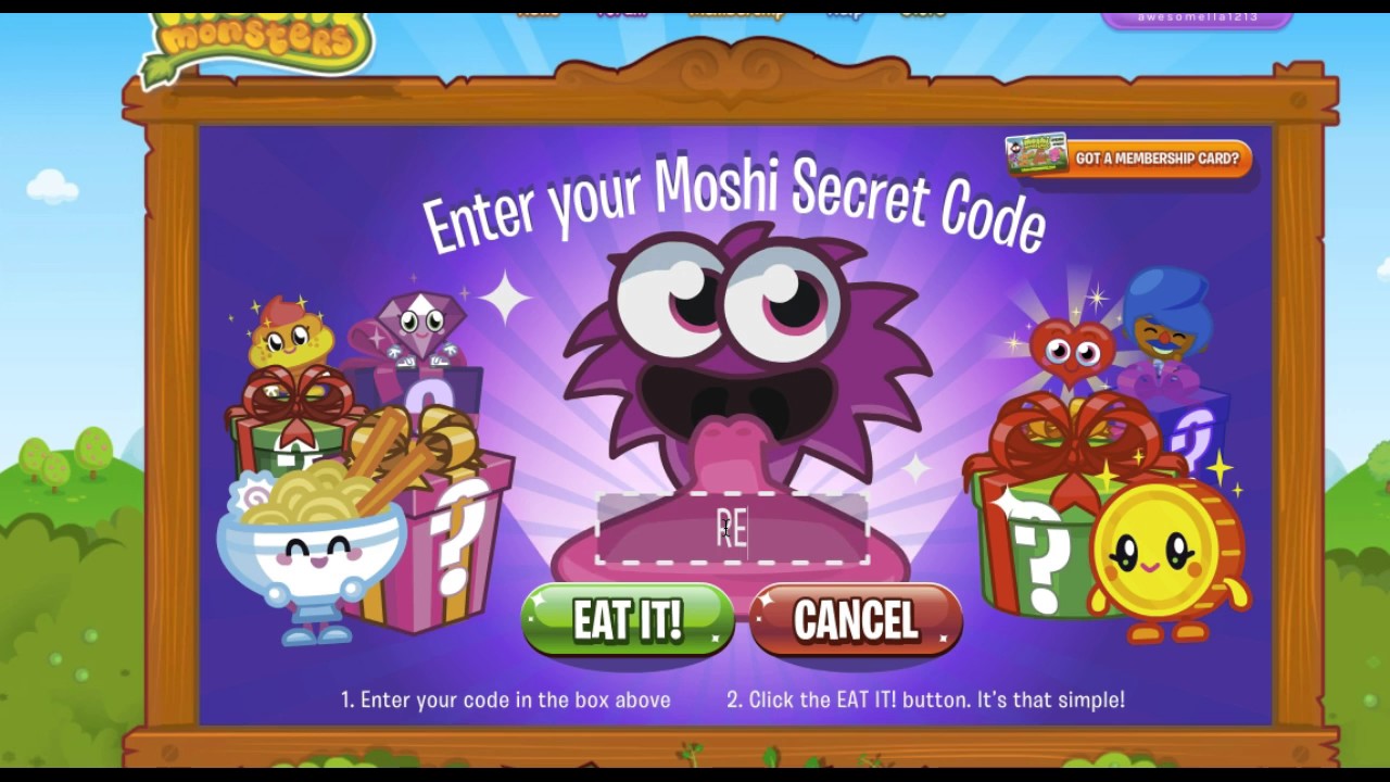 Moshi monster secret codes list